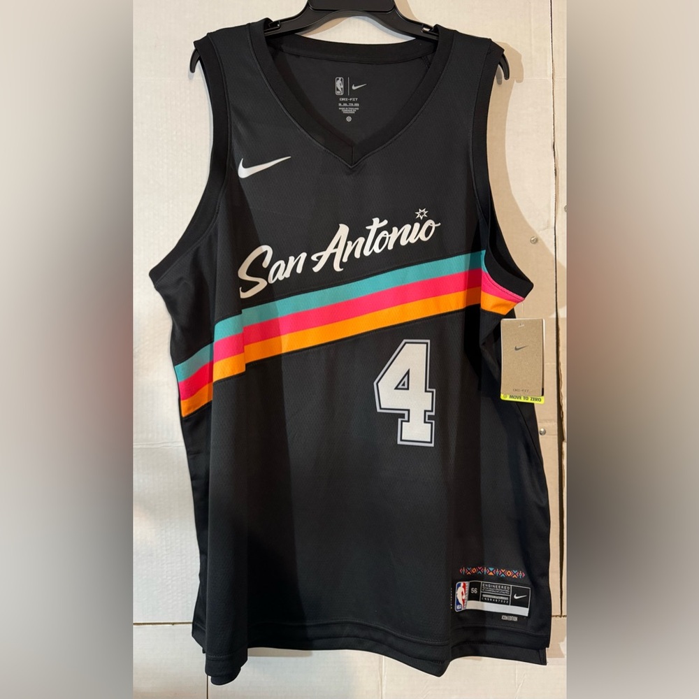 San Antonio Spurs De'Aaron Fox #4 2025/26 NBA Jersey City Edition Men’s Size 2XL